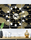 Golden Pineapple On Black - Oversized Mid-Century wall clock - 3 Panels