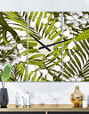 Tropical Palm Leaves I - Oversized Mid-Century wall clock - 3 Panels