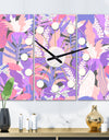 Fantasy Flowers In Purple - Oversized Mid-Century wall clock - 3 Panels