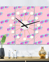 Pink Abstract Retro Pattern I - Oversized Mid-Century wall clock - 3 Panels