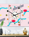 Retro Geometrical Abstract Pattern III - Oversized Mid-Century wall clock - 3 Panels