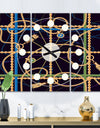 Trendy Gold Chain Pattern - Oversized Mid-Century wall clock - 3 Panels