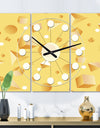 Minimal Yellow Geometrical Shapes - Oversized Mid-Century wall clock - 3 Panels