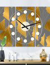 Golden Polygon Pattern - Oversized Mid-Century wall clock - 3 Panels