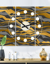 Angled lines and waves pattern - Oversized Mid-Century wall clock - 3 Panels