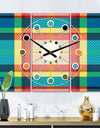 Tartan Geometrical Texture III - Oversized Mid-Century wall clock - 3 Panels