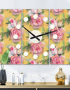 Hand-drawn Pink Watercolor Roses. - Oversized Mid-Century wall clock - 3 Panels