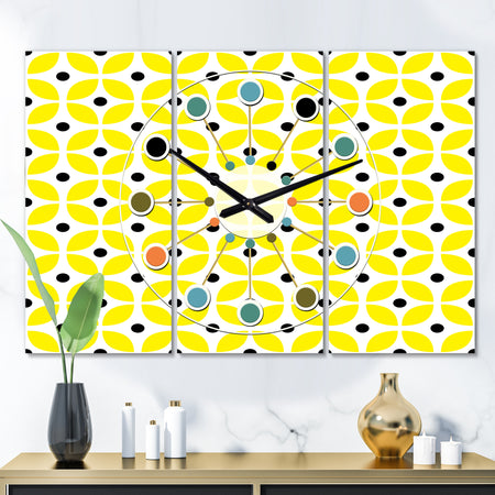 Retro Geometric  Design I - Oversized Mid-Century wall clock - 3 Panels