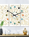 Golden Glitter Confetti  - Oversized Mid-Century wall clock - 3 Panels