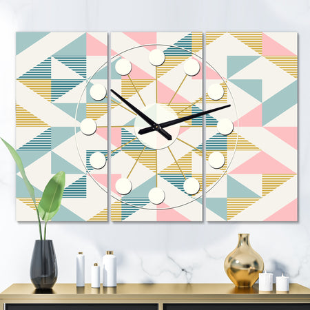 Diamond Retro XI - Oversized Mid-Century wall clock - 3 Panels