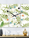 Tropical Botanicals I  - Oversized Mid-Century wall clock - 3 Panels