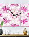 Retro Floral Pattern XII - Oversized Mid-Century wall clock - 3 Panels