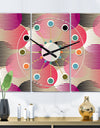 Retro Circular Pattern VIII - Oversized Mid-Century wall clock - 3 Panels