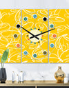 Butterflies hand drawn color pattern - Oversized Mid-Century wall clock - 3 Panels