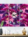 Orchid blossom colorful pattern - Oversized Mid-Century wall clock - 3 Panels