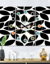 Monochrome Geometric Pattern XII - Oversized Mid-Century wall clock - 3 Panels