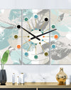 Retro Foliage Design I - Oversized Mid-Century wall clock - 3 Panels