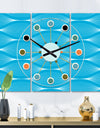 Light Blue Wave pattern - Oversized Mid-Century wall clock - 3 Panels