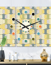 Abstract Retro Geometrical Design II - Oversized Mid-Century wall clock - 3 Panels