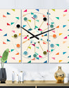 Abstract Triangular Retro Pattern I - Oversized Mid-Century wall clock - 3 Panels