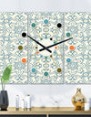 Floral Retro Pattern IV - Oversized Mid-Century wall clock - 3 Panels