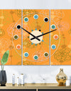 Retro handdrawn flowers III - Oversized Mid-Century wall clock - 3 Panels