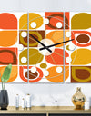 Abstract Retro Geometric Pattern VI - Oversized Mid-Century wall clock - 3 Panels