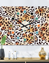 Leopard Fur Safari II - Oversized Mid-Century wall clock - 3 Panels