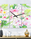 Tropical Botanicals and Flowers VI - Oversized Mid-Century wall clock - 3 Panels