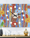 Floral Retro Pattern III - Oversized Mid-Century wall clock - 3 Panels