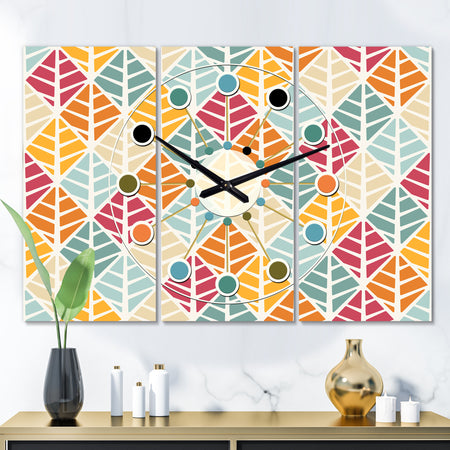 Diamond Retro X - Oversized Mid-Century wall clock - 3 Panels
