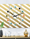 Gold Diagonal - Oversized Mid-Century wall clock - 3 Panels