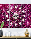 Pink Sparkle Glitter  - Oversized Mid-Century wall clock - 3 Panels