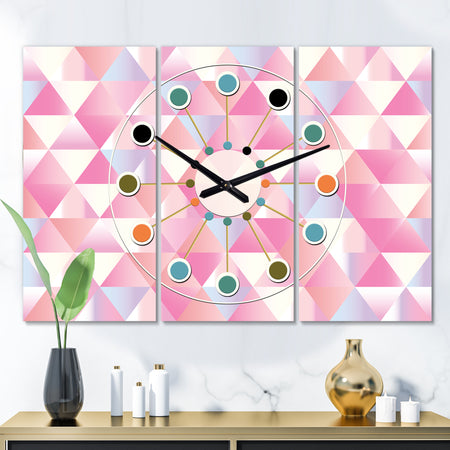 Diamond Retro VI - Oversized Mid-Century wall clock - 3 Panels
