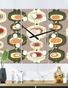 Retro Abstract Design X - Oversized Mid-Century wall clock - 3 Panels