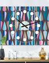 Retro Abstract Drops VIII - Oversized Mid-Century wall clock - 3 Panels