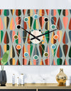 Retro Abstract Drops IX - Oversized Mid-Century wall clock - 3 Panels