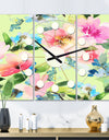 Floral Botanical Retro IV - Oversized Mid-Century wall clock - 3 Panels