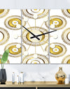 Circular Golden Pattern I  - Oversized Mid-Century wall clock - 3 Panels