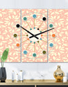 Retro Floral Pattern V - Oversized Mid-Century wall clock - 3 Panels