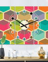 Retro Hexagon Pattern I - Oversized Mid-Century wall clock - 3 Panels