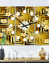 Modern gold luxury pattern - Oversized Mid-Century wall clock - 3 Panels