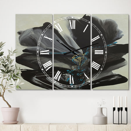 Many Shades of Gray 2 - Oversized Modern Wall Clock - 3 Panels