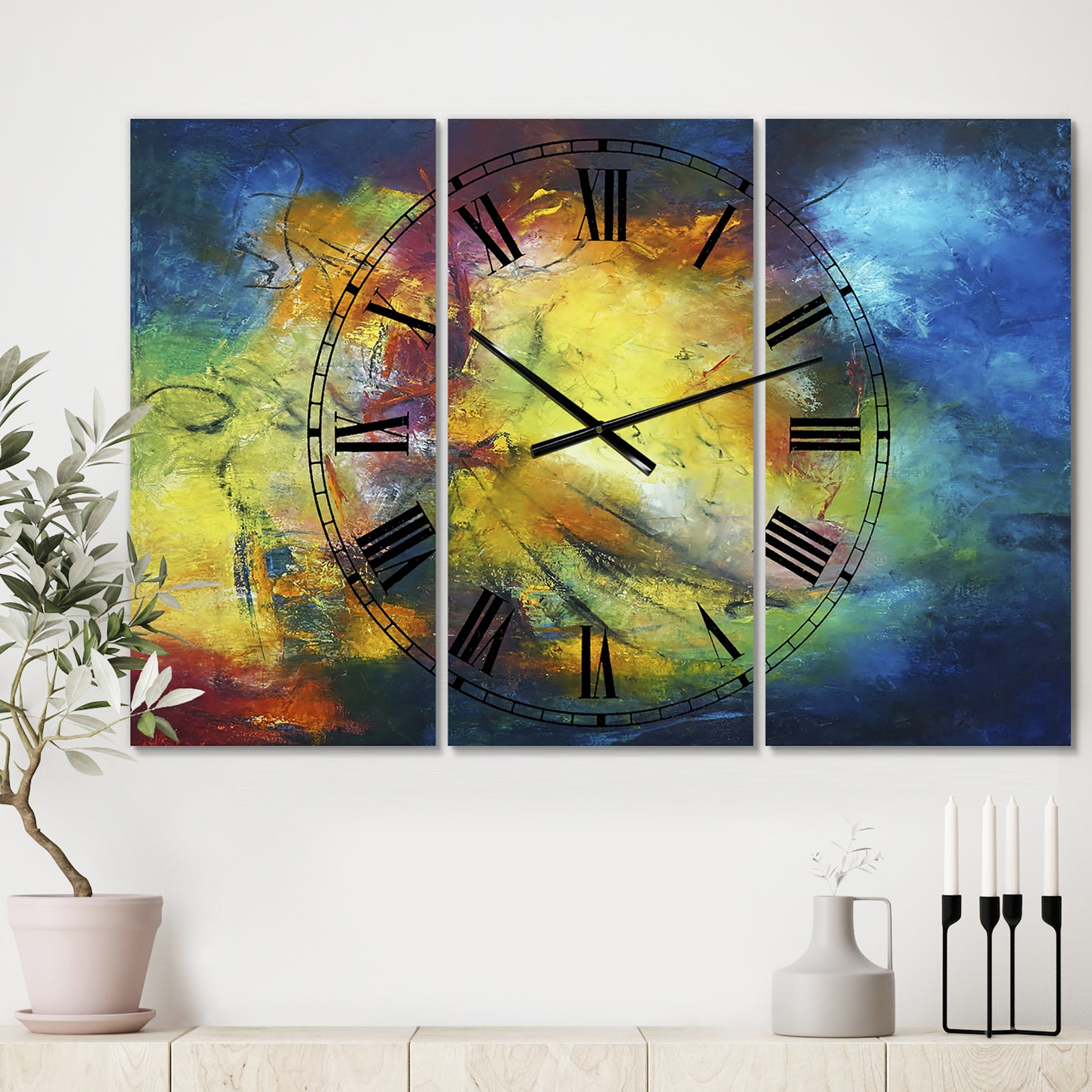 Birth of a Star - Large Modern Wall Clock - 3 Panels