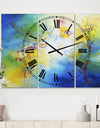 Color Dances - Oversized Modern Wall Clock - 3 Panels