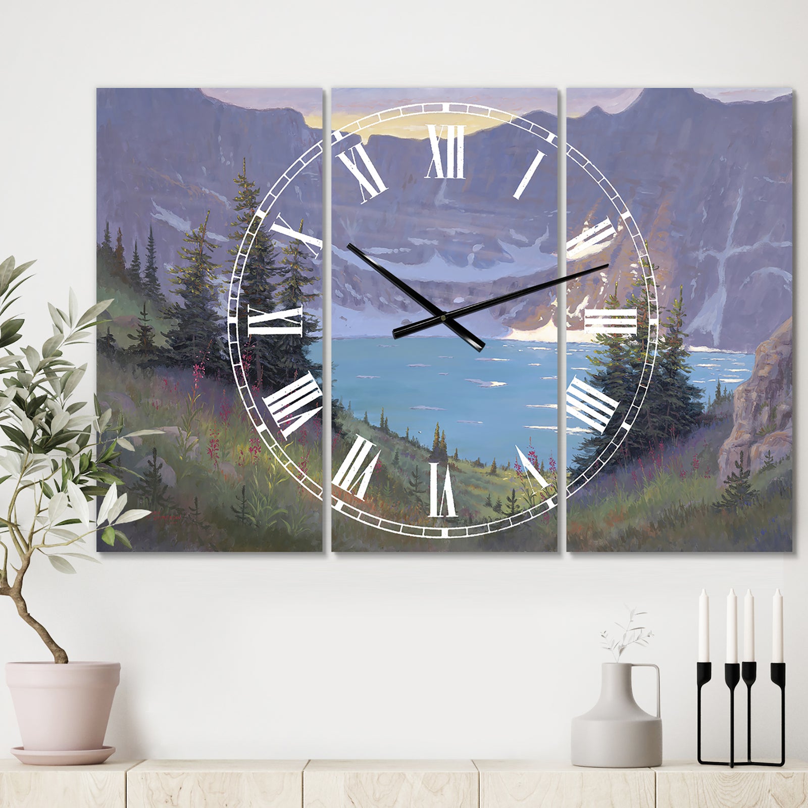 Iceberg Lake - Large Traditional Wall Clock - 3 Panels