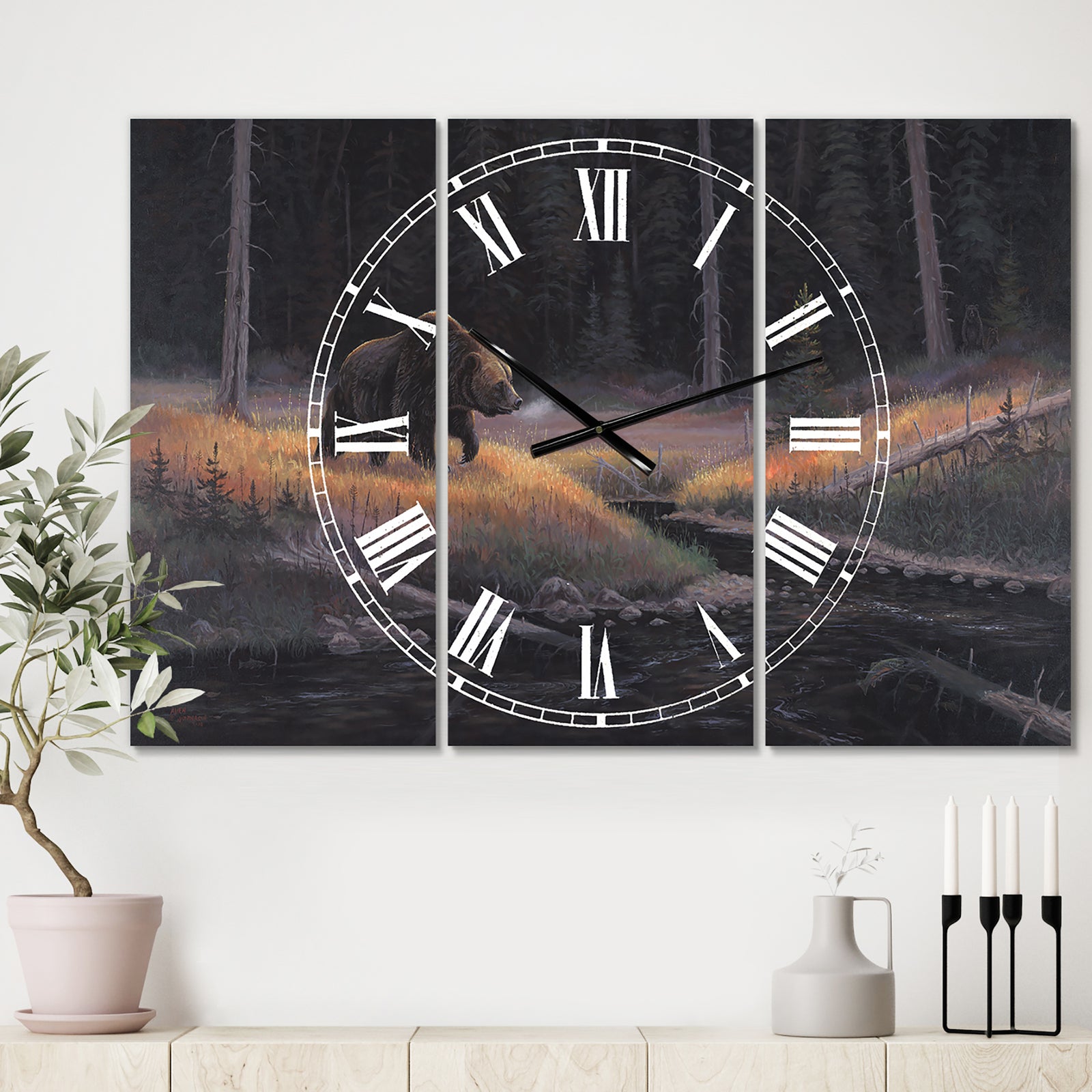 The Guardian - Large Traditional Wall Clock - 3 Panels