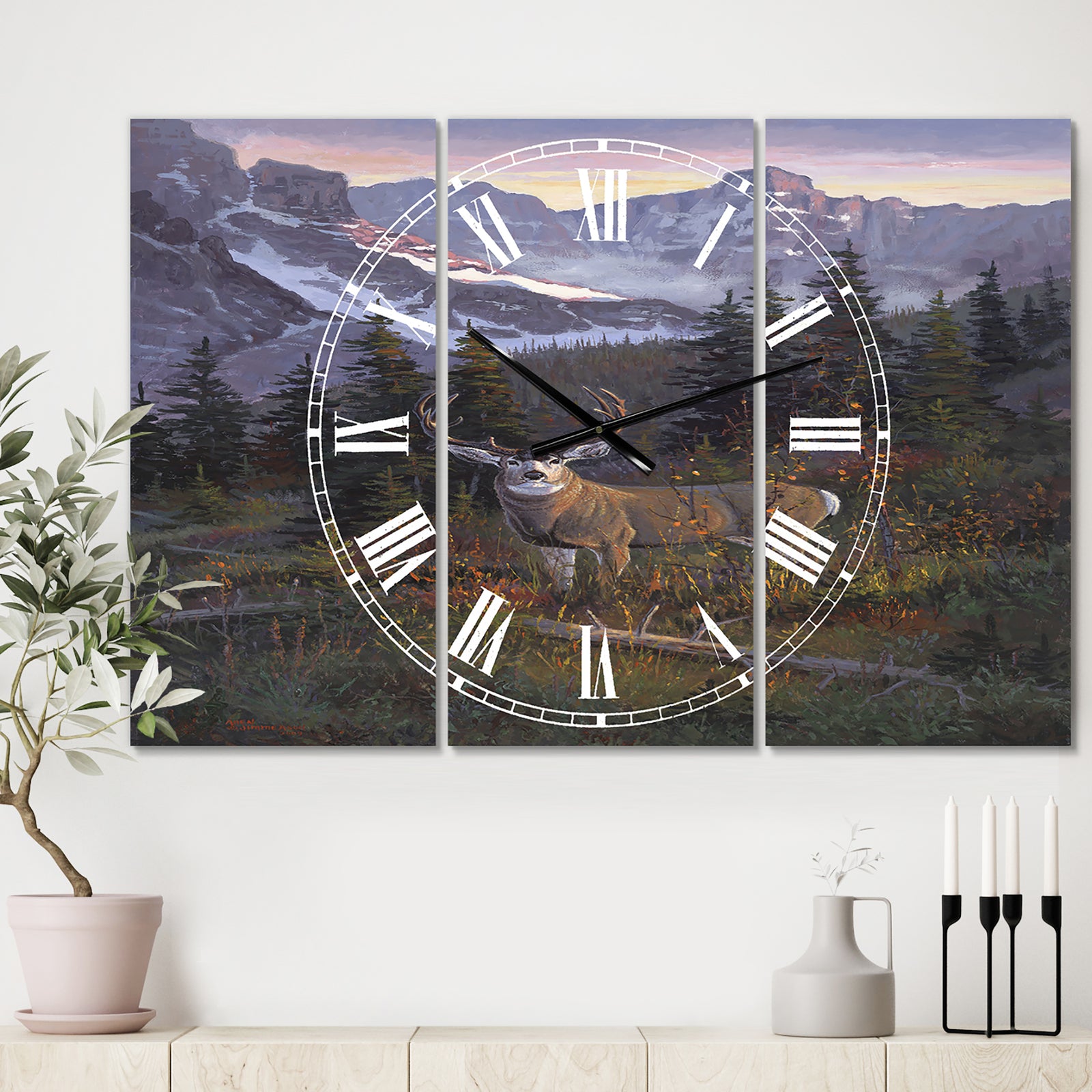 High Country Muley - Large Traditional Wall Clock - 3 Panels
