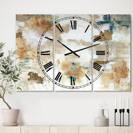 Porch & Den [Clock] Gilded Daydreams - Oversized 3-panel Wall Clock