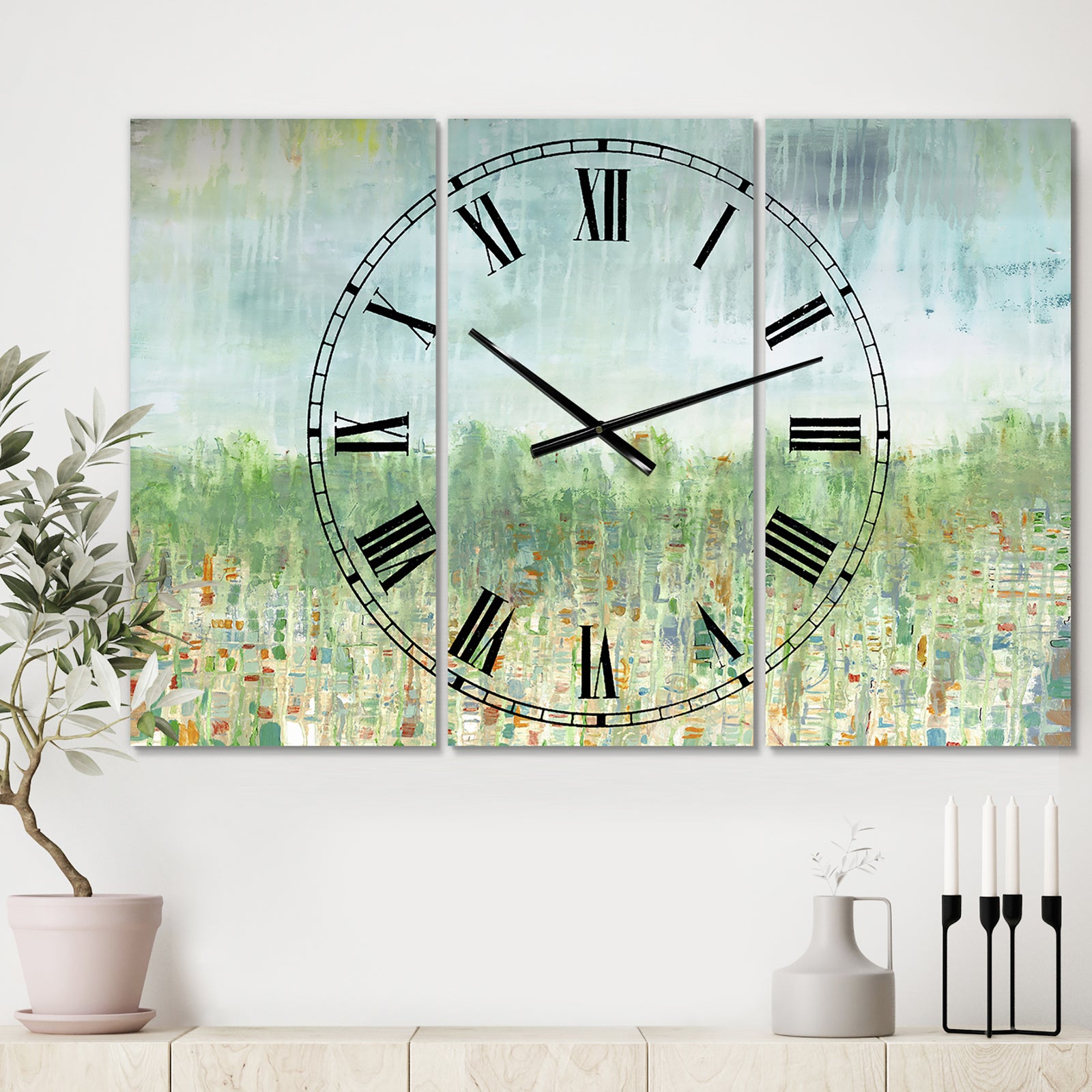 Hints Of Autumn - Large Modern Wall Clock - 3 Panels